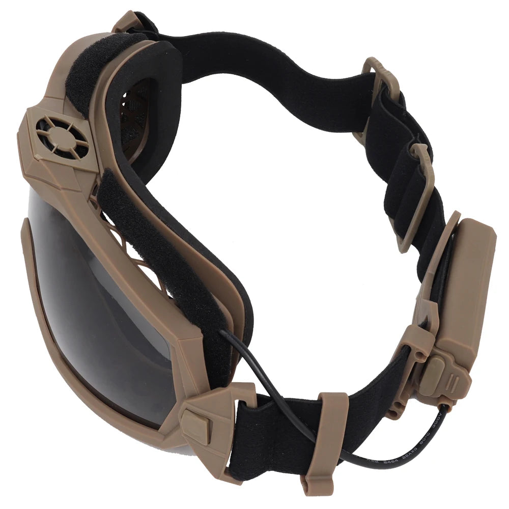 Tactical Anti-fog Goggles Ski Airsoft CS Protective Glasses Transparent Black 2 Lens Motocross Dustproof Goggles with Micro Fan