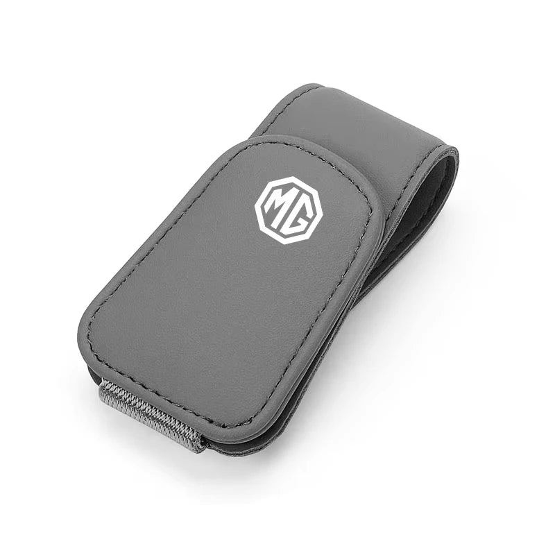 Leather Car Glasses Clip Sun Visor Credit Card Holder For MG ZS 5 7 6 Cyberster MG4 EV ES5 HS ONE GT GS MG3 EZS 3SW
