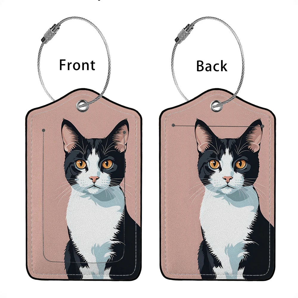 HOT SALE Cute animals Leather Business Luggage Tag Suitcase Address Label Luggage Boarding Case Label Name ID Address Clip