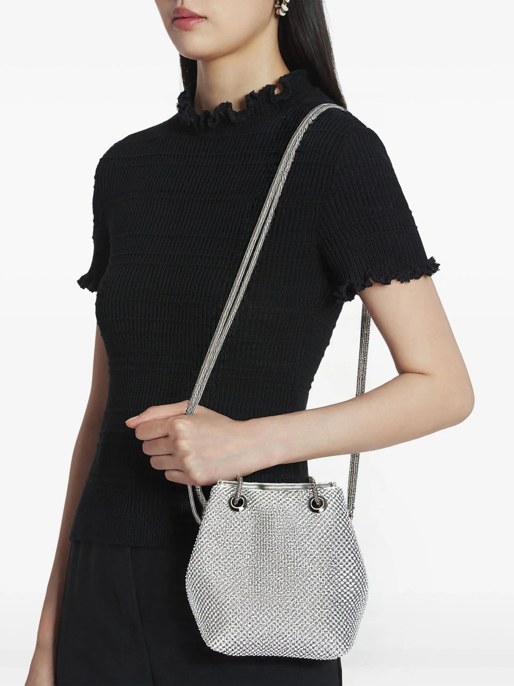 Bucket Women Fashion Evening Bags Diamonds Rainbow Soft Day Clutch Shoulder Snake Chain Rhinestones Party Handbags Wedding Purse