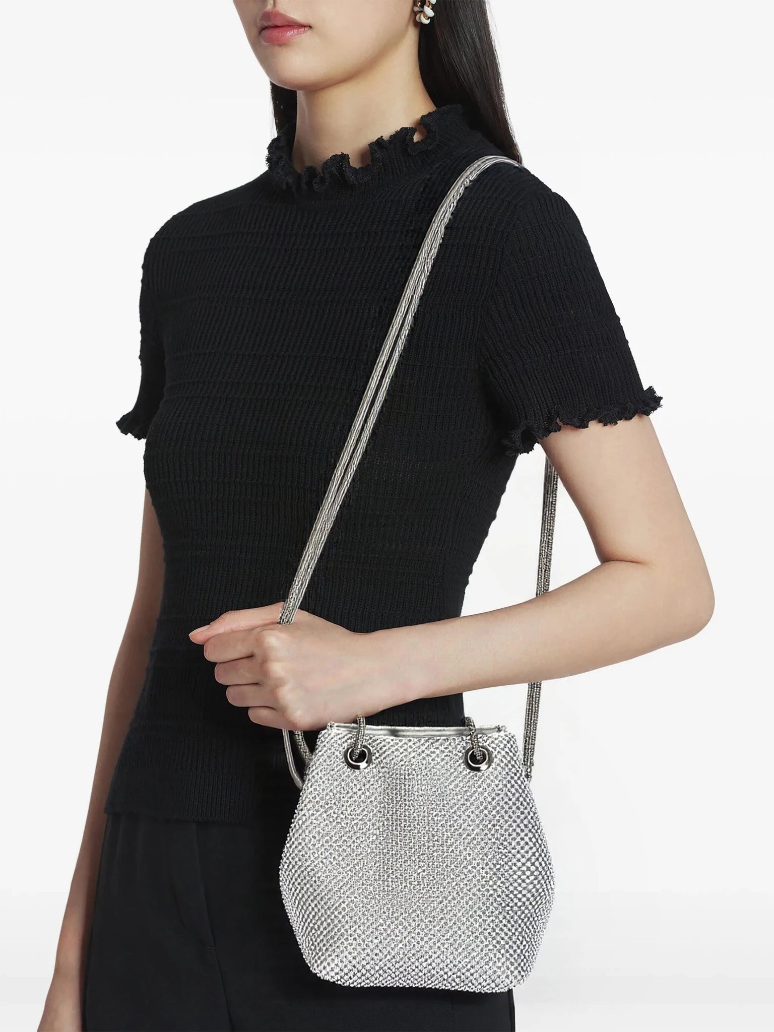 Bucket Women Fashion Evening Bags Diamonds Rainbow Soft Day Clutch Shoulder Snake Chain Rhinestones Party Handbags Wedding Purse