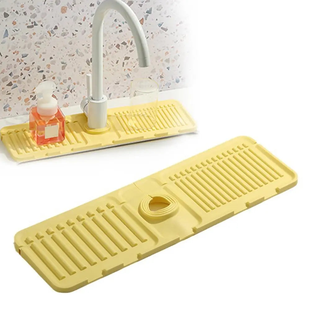 Faucet Mat for Kitchen Sink Countertop Splash Guard, Adjustable Faucet Drip Anti-Slip Mat for Bathroom Sink Draining Pad