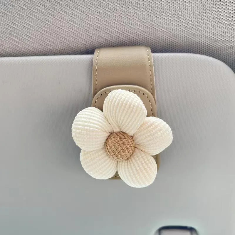 Car Sun Visor Eye Clamp Magnetic Floral Design Glasses Frame Car Sun Visor Clamp Decoration Multifunctional Bill Clip Women Auto