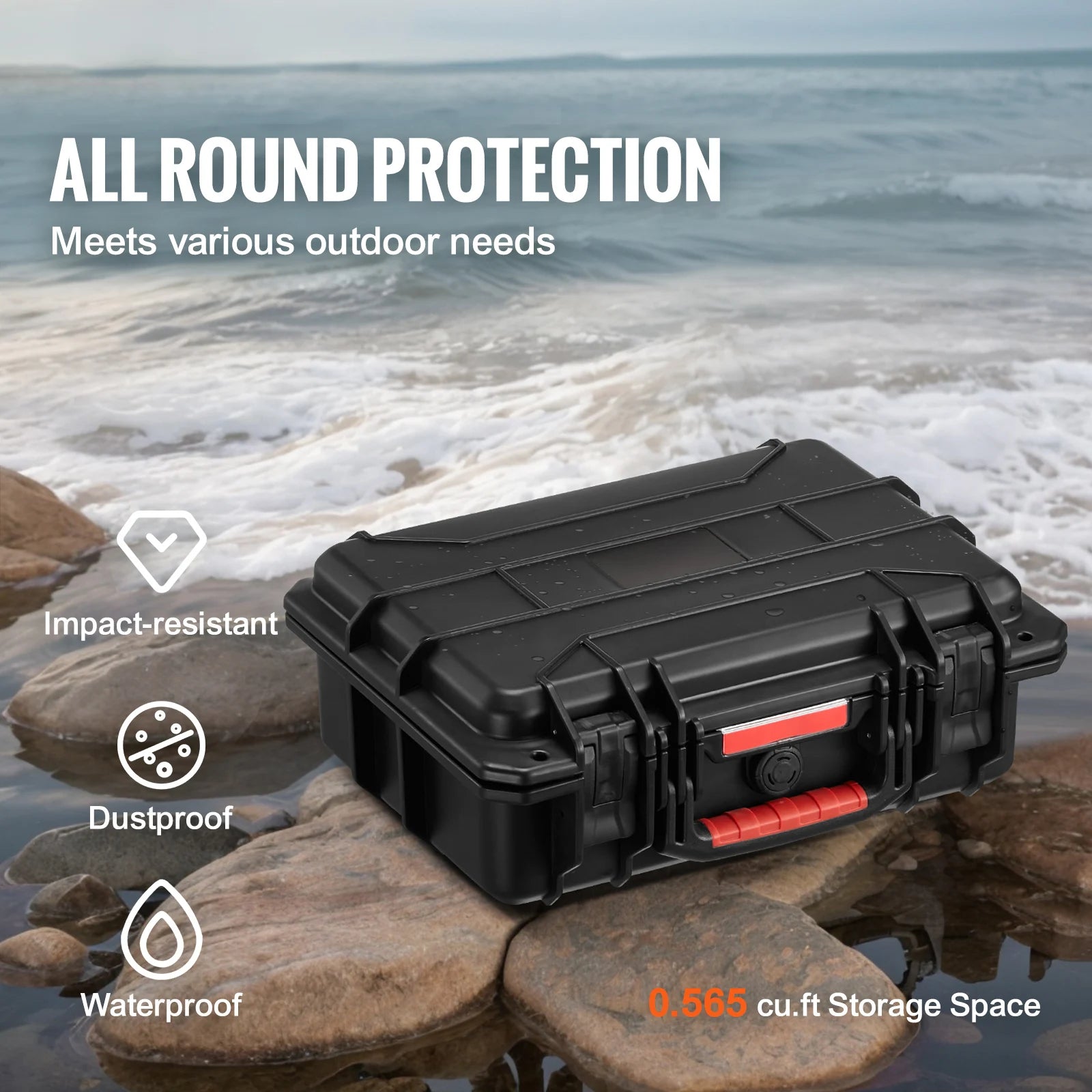 SucceBuy IP67 Weatherproof Hard Case Heavy Duty Protective Case w/ Pre-cut Foam and Handles for Travel Hunting Military Cameras