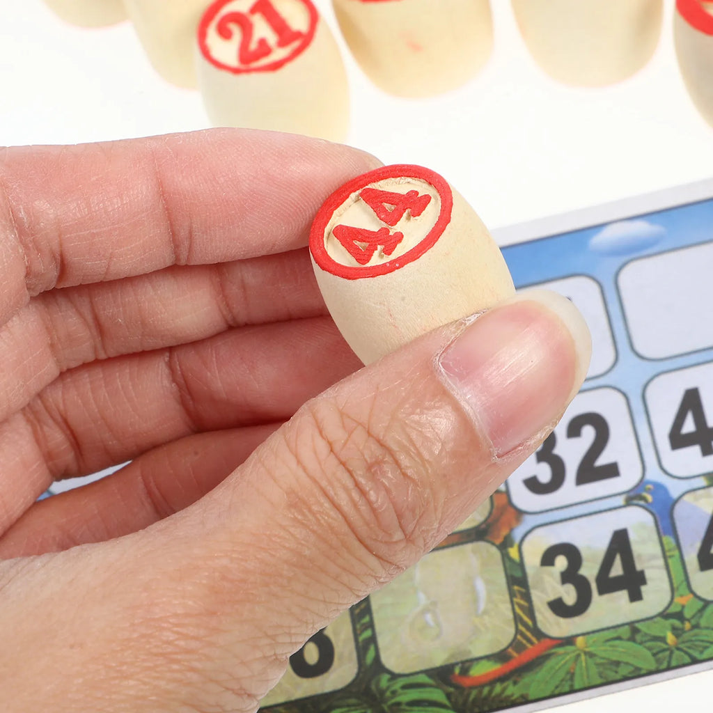1 Set Russian Lotto Set Family Game Wood Russian Lotto Game for Adults Kids Russian Lotto Game Supplies Bingo Game Set ﻿