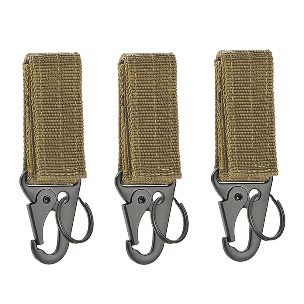 3Pcs Tactical Carabiner Outdoor EDC Keychain Nylon Webbing Keys Holder Camping Backpack Belt Hook Hanging Buckle Muilter Clip