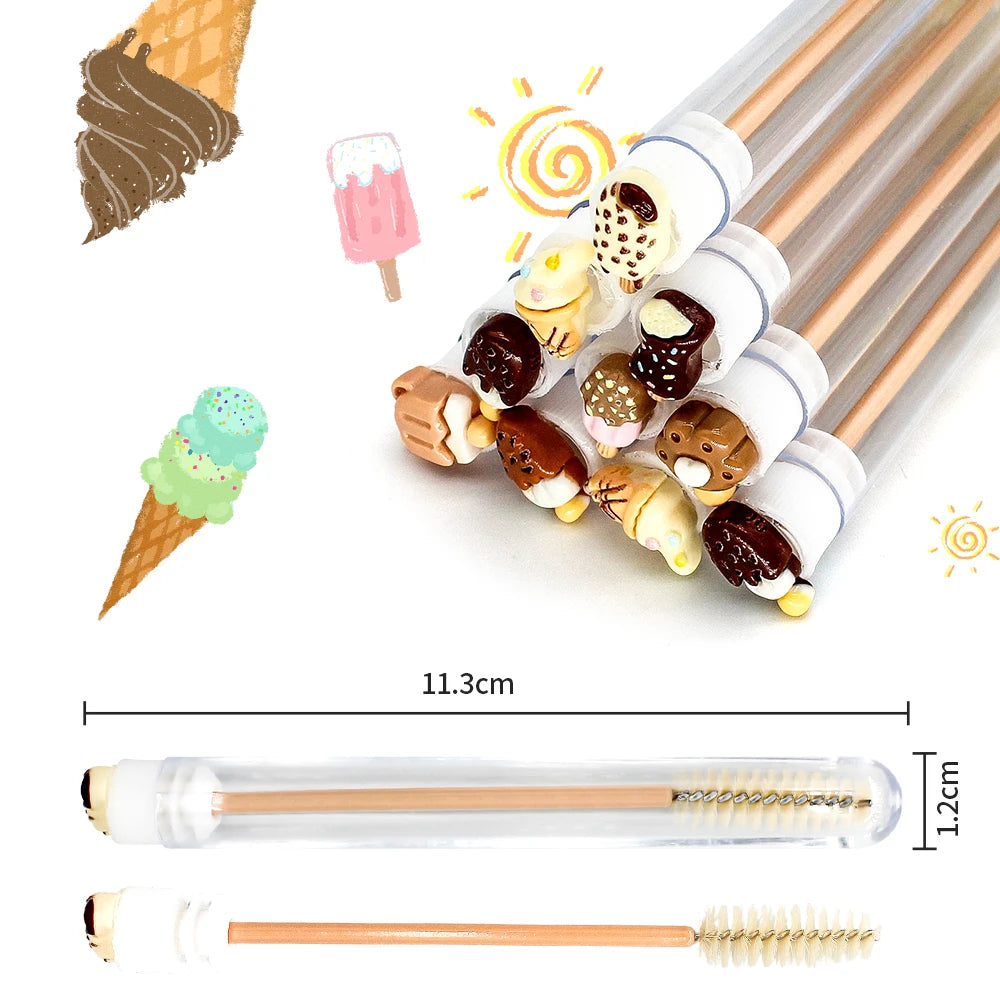 10/50PCS Ice-Cream Dust-Proof Eyelash Brush Tube Reusable Lash Mascara Wand Case Eyebrow Comb Makeup Applicators Container