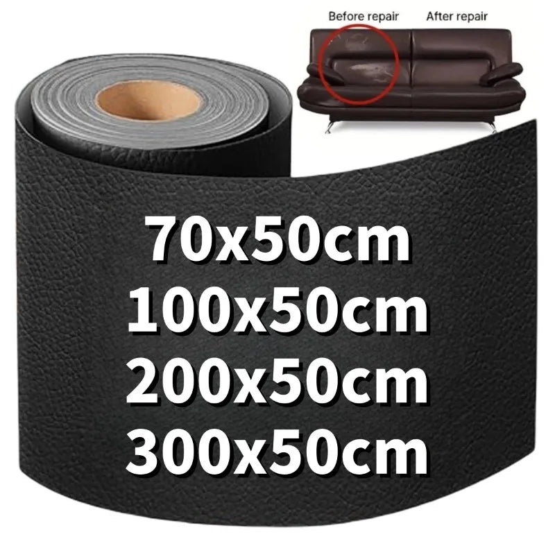 Black Leather Repair Patche Tape Self Adhesive Leather Patches Sofas Couch Seat Cuttable Refinisher High Viscosity Fix Stickers