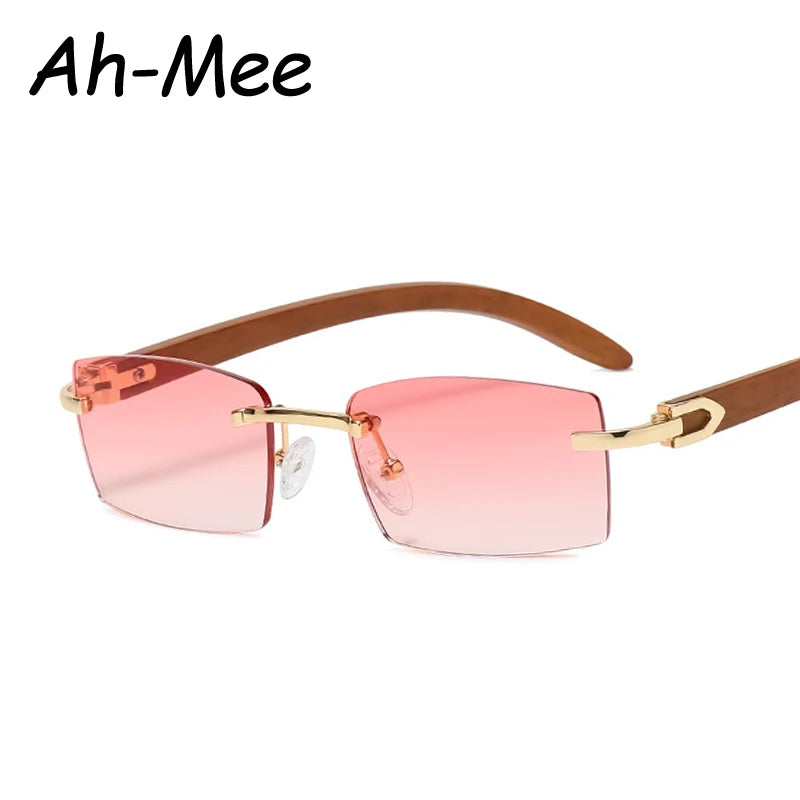 Hiking Camping Sqaure Brand Designer Anti Light Glasses Men Women Wood Frames Rimless Black Eyeglasses Fashion Eyewear UV400