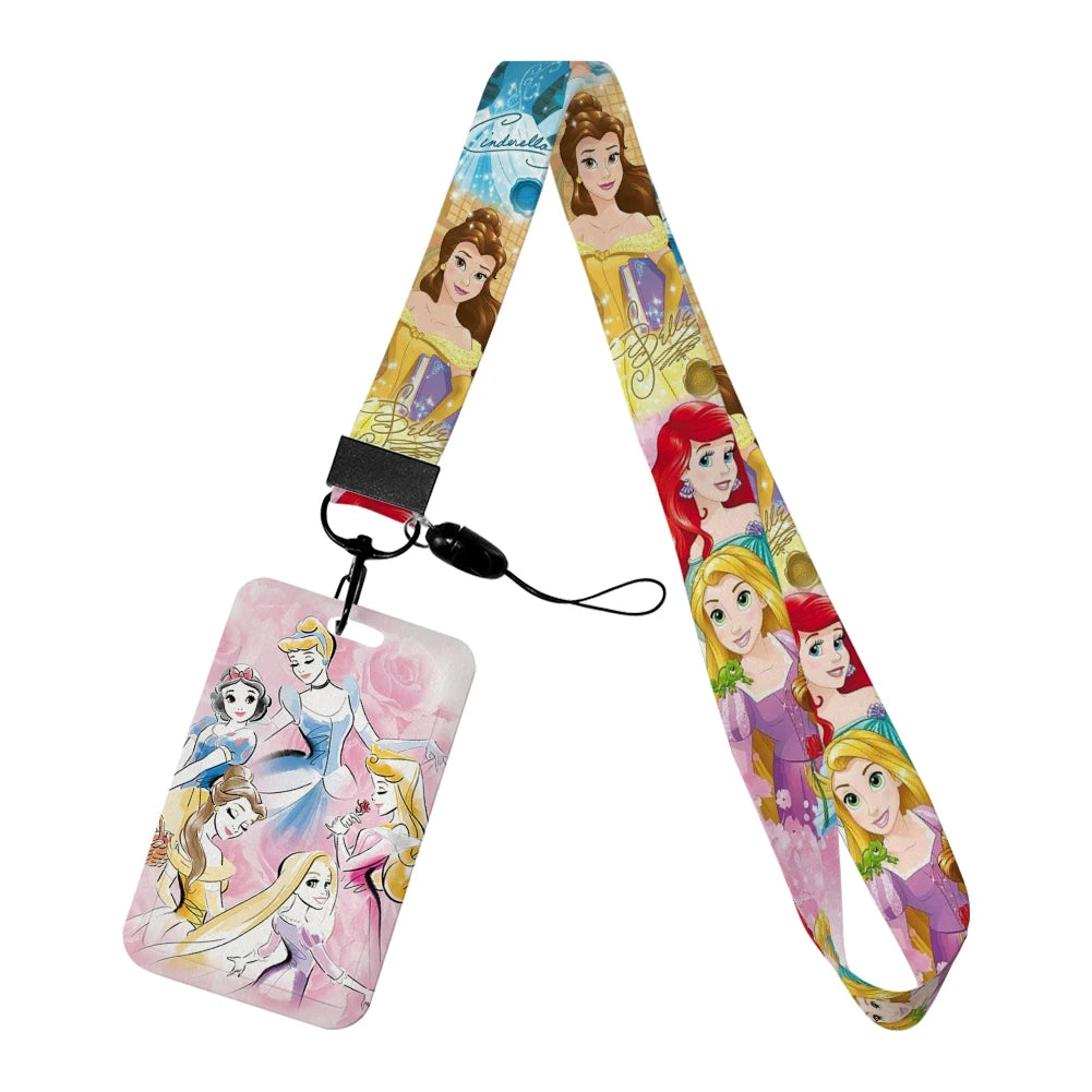 Disney Princess New Arrival Card Holder Student Keychain Girl Bus Metro Protective Case School Card Cover Kid Personalized Gifts