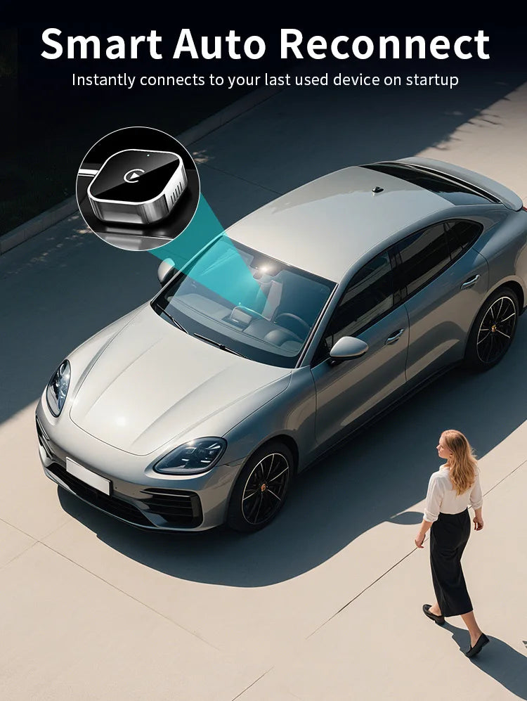 Wireless CarPlay Adapter Android Auto AI Box 2 in 1 Plug and Play for Car Convert Wired to Wireless Low Latency Compact