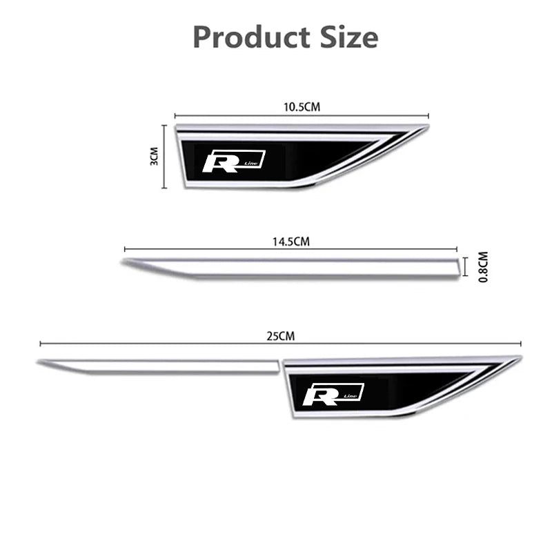 Car Ashtray 3D Metal Car Leaf Board Side Sticker Auto Door Label Body Decorative Blade Decals For Volkswagen VW RLine R T5 ID3 T