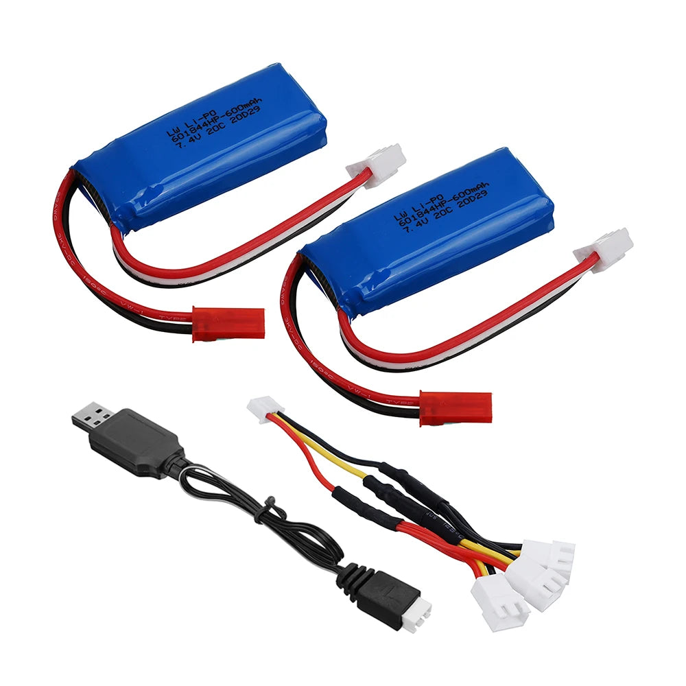 7.4V 600mAh Lipo Battery Charger for WLtoys K969 K979 K989 RC Car for XK A280 A160 A300 RC Aircraft Spare Parts 2s 7.4v Battery
