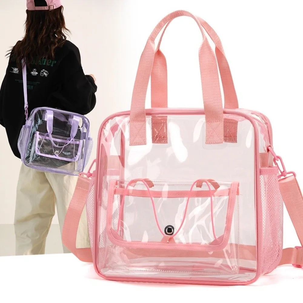 Large Capacity Transparent Crossbody Bag Waterproof Lightweight Washing Storage Bag Single Shoulder Sports Tote Bag