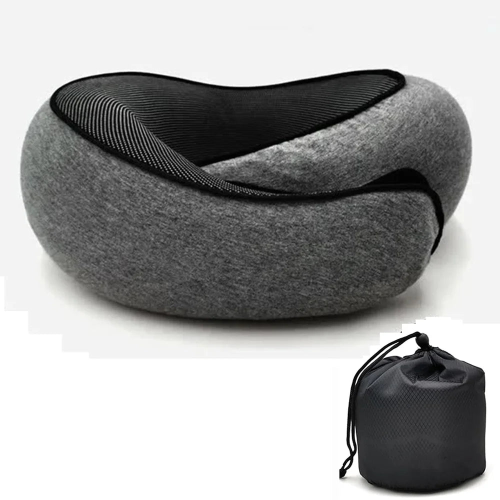 Travel Neck Pillow Memory Foam U Shaped Snail Style Portable Adjustable Soft Noon Break Sleep