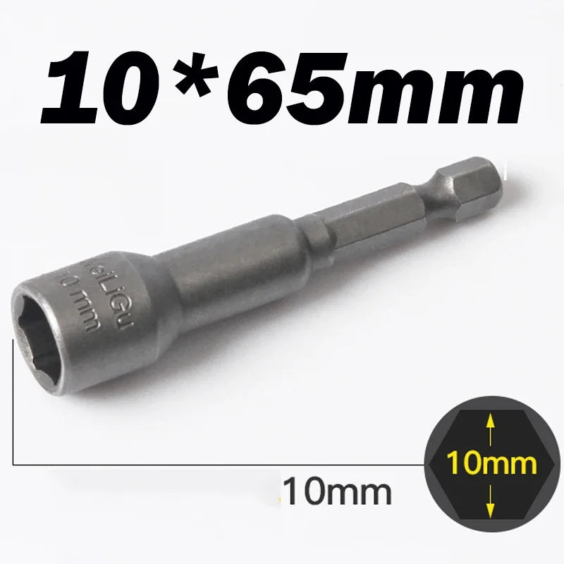 Hongtu 1Pcs Magnetic Hex Socket Driver - Chromium-Vanadium Steel, Hex Shank, Impact-Ready, 6~23mm Nut Socket Wrench Bit