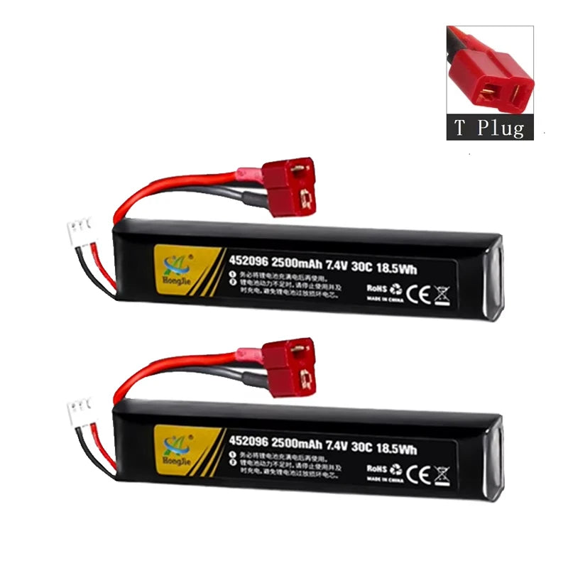 7.4V 2500mAh Lipo Battery Split Connection for Water Gun 2S 7.4V Battery for Mini Airsoft BB Air Pistol Electric Toys Guns Parts