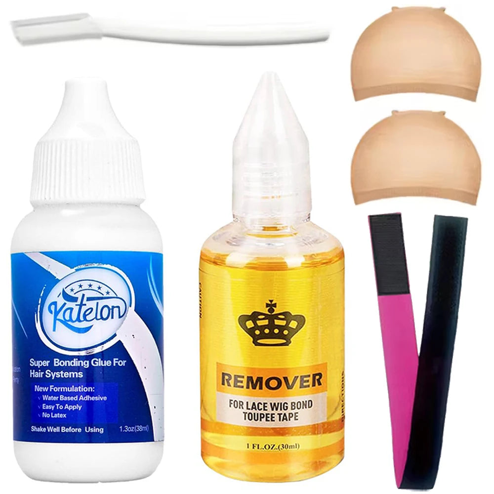 6 pc Wig Adhesive and Glue Remover Set,Invisible Waterproof air Replacement Bonding Glue+Solvent, Strong Hold for Lace Front Wig