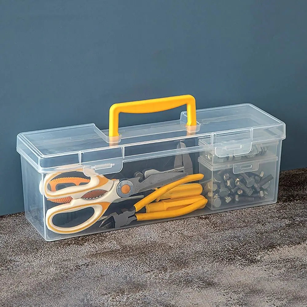 Portable Plastic Hardware Tool Box Transparent Tool Organizer Tool Storage Box Household Toolbox Parts Box