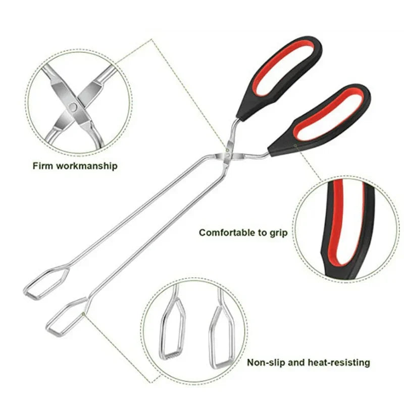 Barbecue Scissor Tong Non-Slip Grilled Food Bread Tong Metal BBQ Baking Clip with Long Handle Kitchen Cooking Accessories