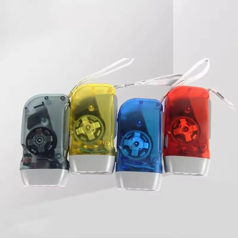 Portable Hand Pressing LED Night Flashlight Self-Powered Dynamo Crank Power Wind Up Manual Power Generation For Camping Riding