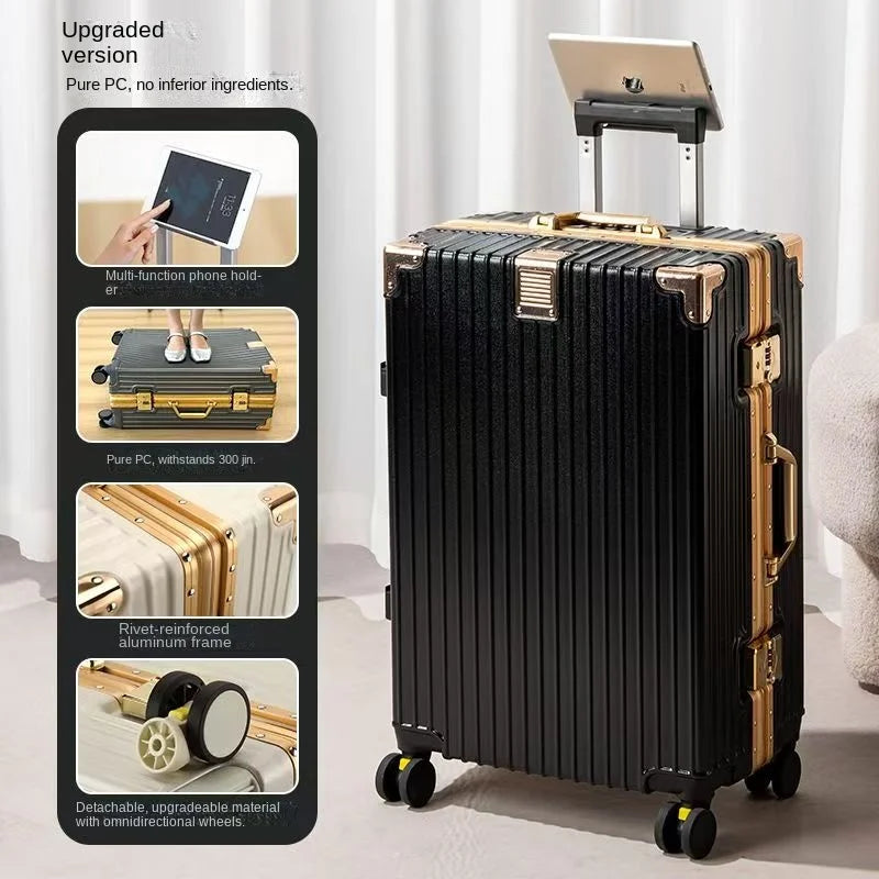 20-30inch Shockproof and Drop-resistant Suitcase Large Capacity Travel Luggage Aluminum Frame Password Lock Student Trolley Case