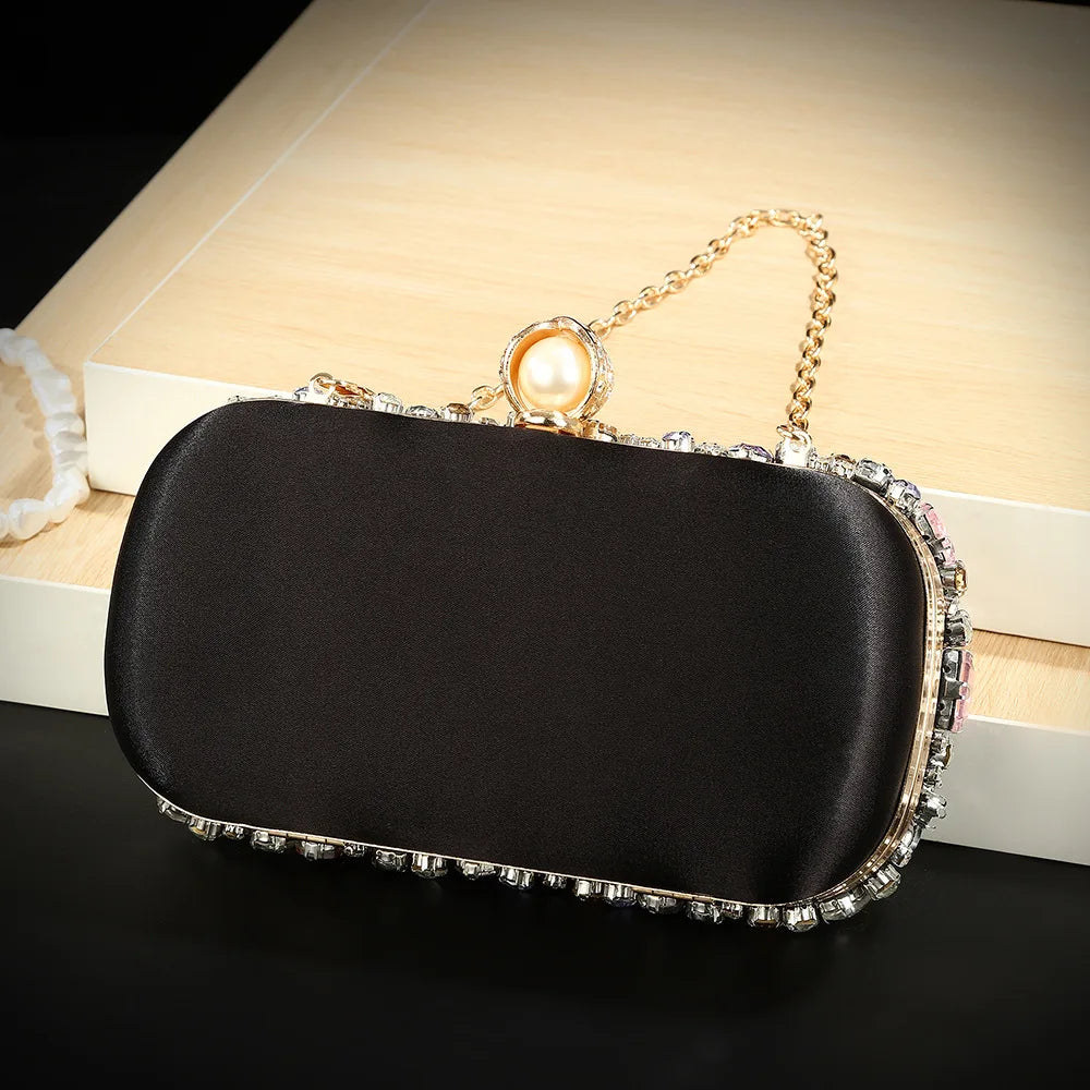 Colored sparkling gemstone creative diamond-encrusted bag banquet bridal cheongsam bag diagonal span celebrity fashion bag