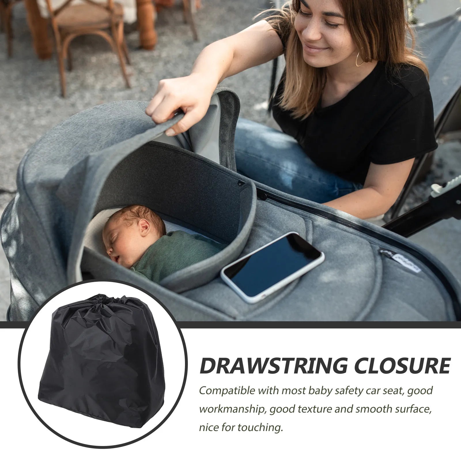 Car Seat Travel Bag for Airplane Stroller Gate Check Bag Heavy-Duty Water-Resistant Drawstring Closure Large Capacity Travel