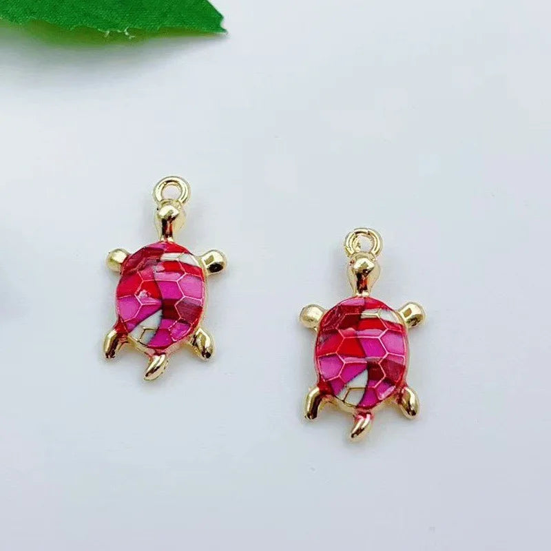 16pcs mixed with 16 cute oil drop printed ocean turtle DIY accessories pendant alloy accessories