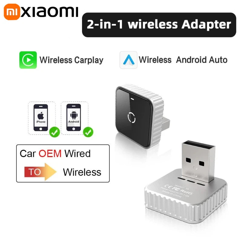 Universal Wired To Wireless CarPlay Android Auto Adapter USB Plug-and-Play Stable Signal Auto Pair Work For Most Original