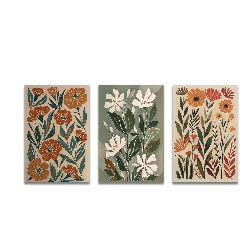 Bohemian Abstract Floral Canvas Printing Spring Wildflower Plant Wall Art Posters for Modern Living Room Bedroom Home Decor