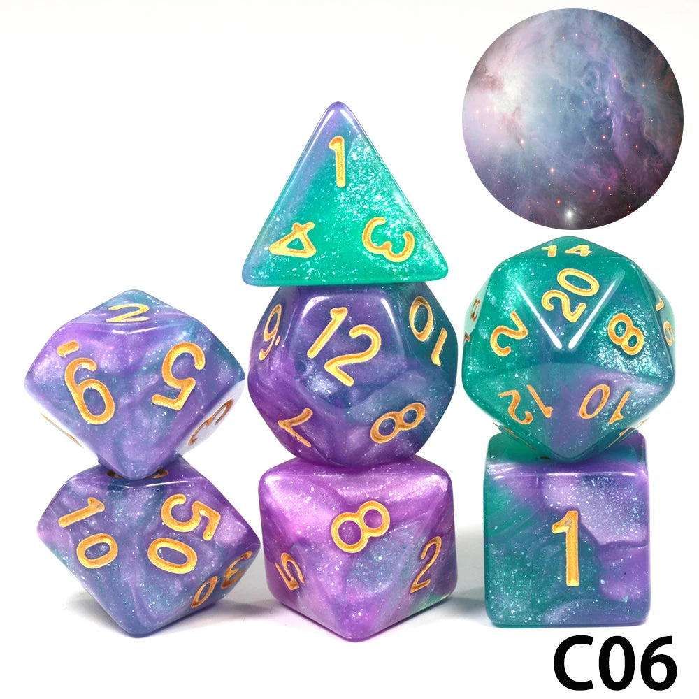 Polyhedral Dice TRPG DNDGame Games 7Pcs/Set D4 D6 D8 D10 D12 D20 Multi Sides for Board Game