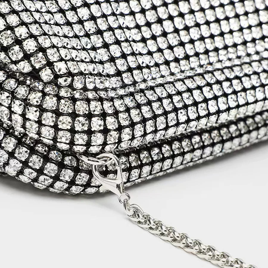 Luxury Shiny Rhinestones Handmade Evening Clutch Bags New Cloud Folds Purses and Handbags Wedding Party Chains Crossbody Bags