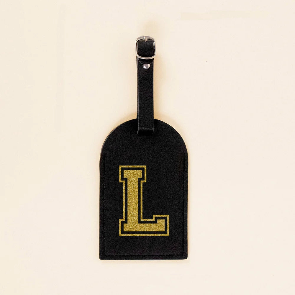 Vintage Initial Print Women PU Leather Luggage Tag Suitcase Label Baggage Boarding Bag Tags Travel Neceser Accessorie Best Gift