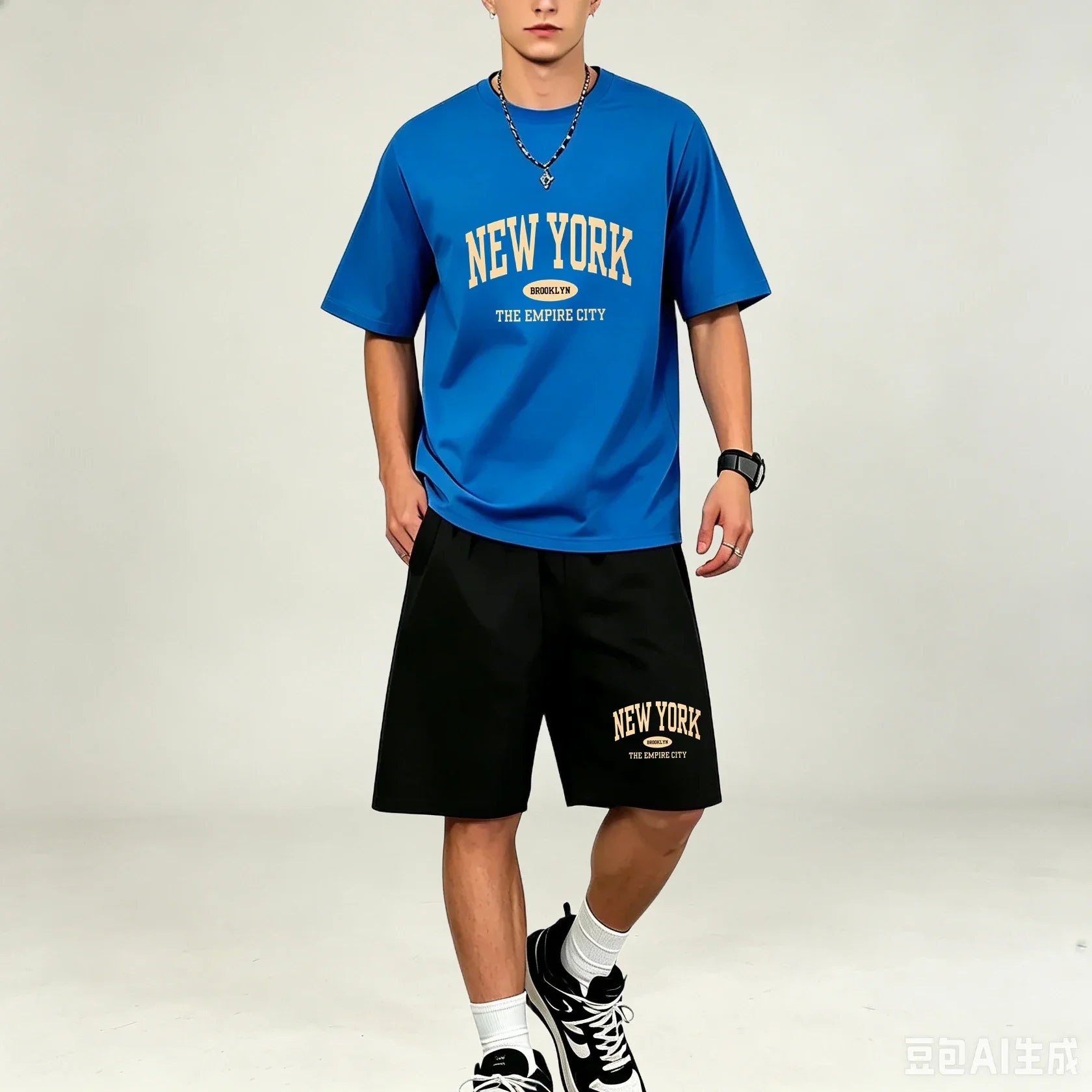 Outdoor Sport Men T‑Shirts Sets Moisture‑Wicking T‑Shirts Sets Hot‑selling Loose‑Fit 2‑Piece Suit Casual Daily Streetwear Outfit