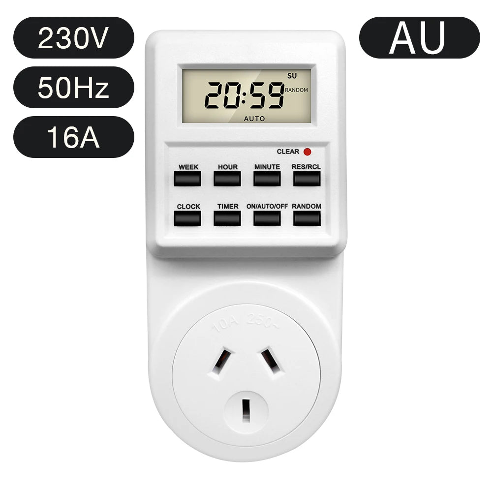 Digital Electronic Timer Switch Socket Kitchen Timer Outlet 24 Hour Programmable Timing Socket EU UK AU US BR FR IT TH Plug