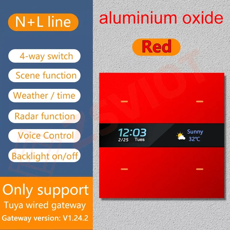 Tuya Smart Zigbee Switch With Weather time display Human body induction function 4 Gang Wall Light Button Switch remote control