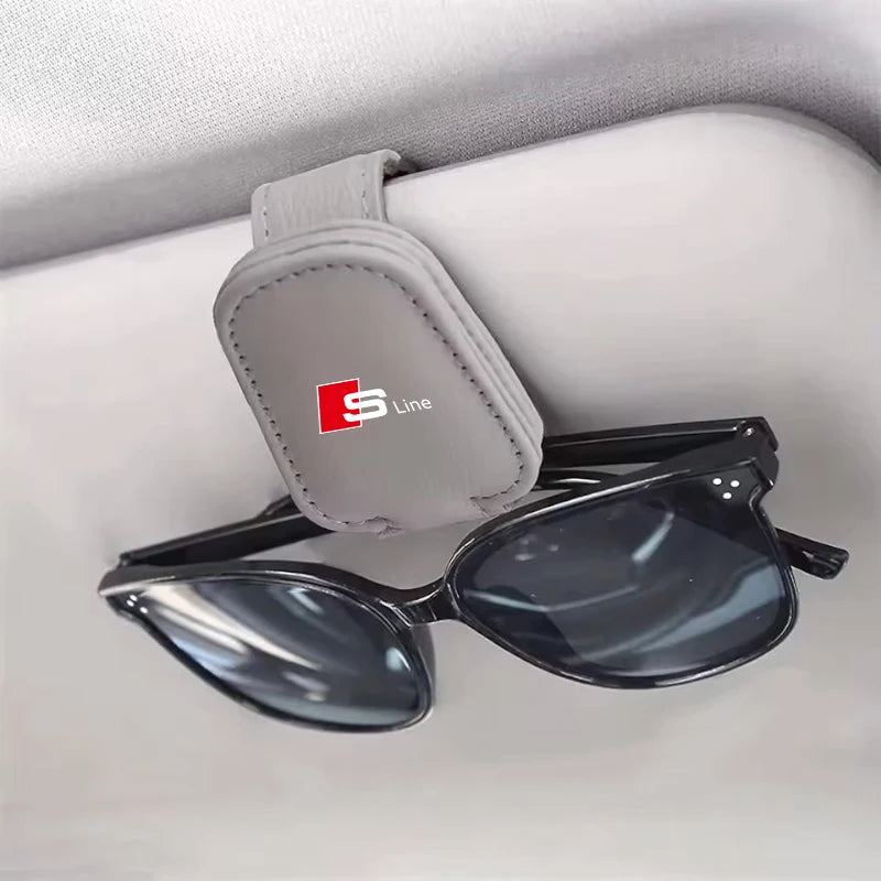 For Audi Sline A4 A3 A6 TT S4 S5 S6 A1 A2 A5 A7 A8 Q1 Q2 Q3 Q4 Q5 Q6 Q7 Q8 B8  Car Sun Visor Glasses Case Holder Sunglasses Clip