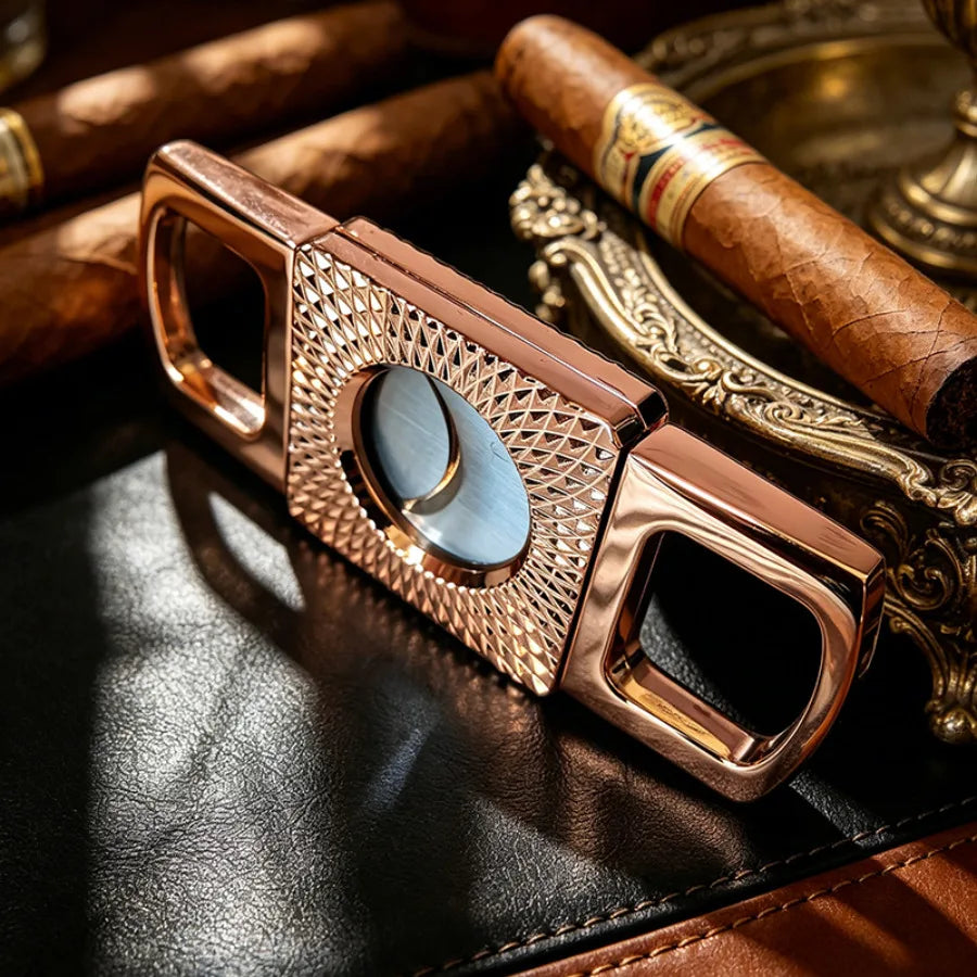 Luxury Cigar Cutter with Double Stainless Steel Blades, Precision Clean Cut Portable Cigar Scissors, Ideal Gift for Cigar Lovers