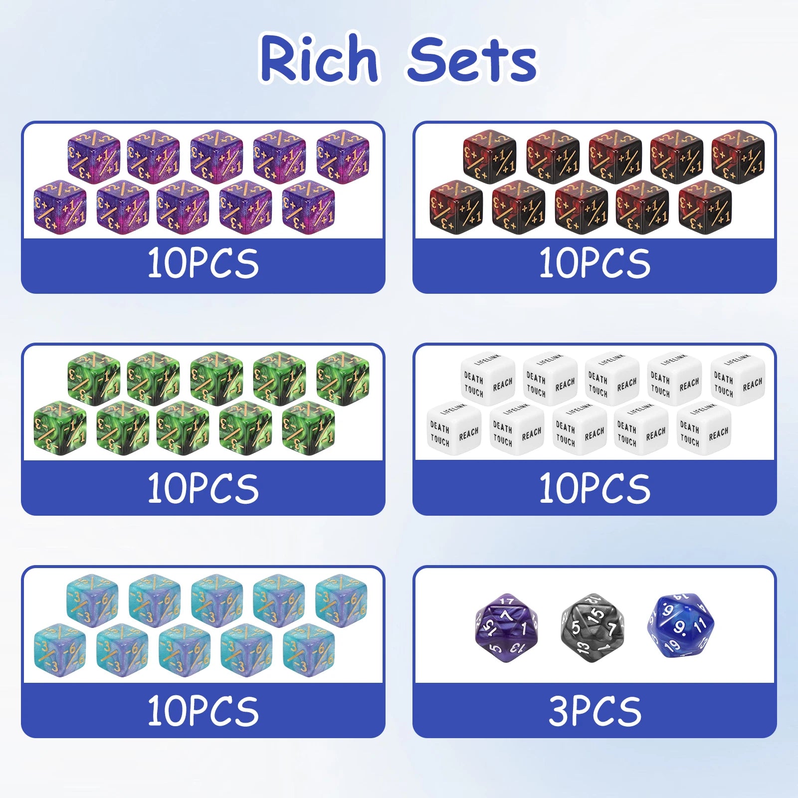 99/53Pcs Counter Dice Set Acrylic Plus and Minus Dice Set Keyword Counter Decora Portable Card Games Prop for Home Family Party