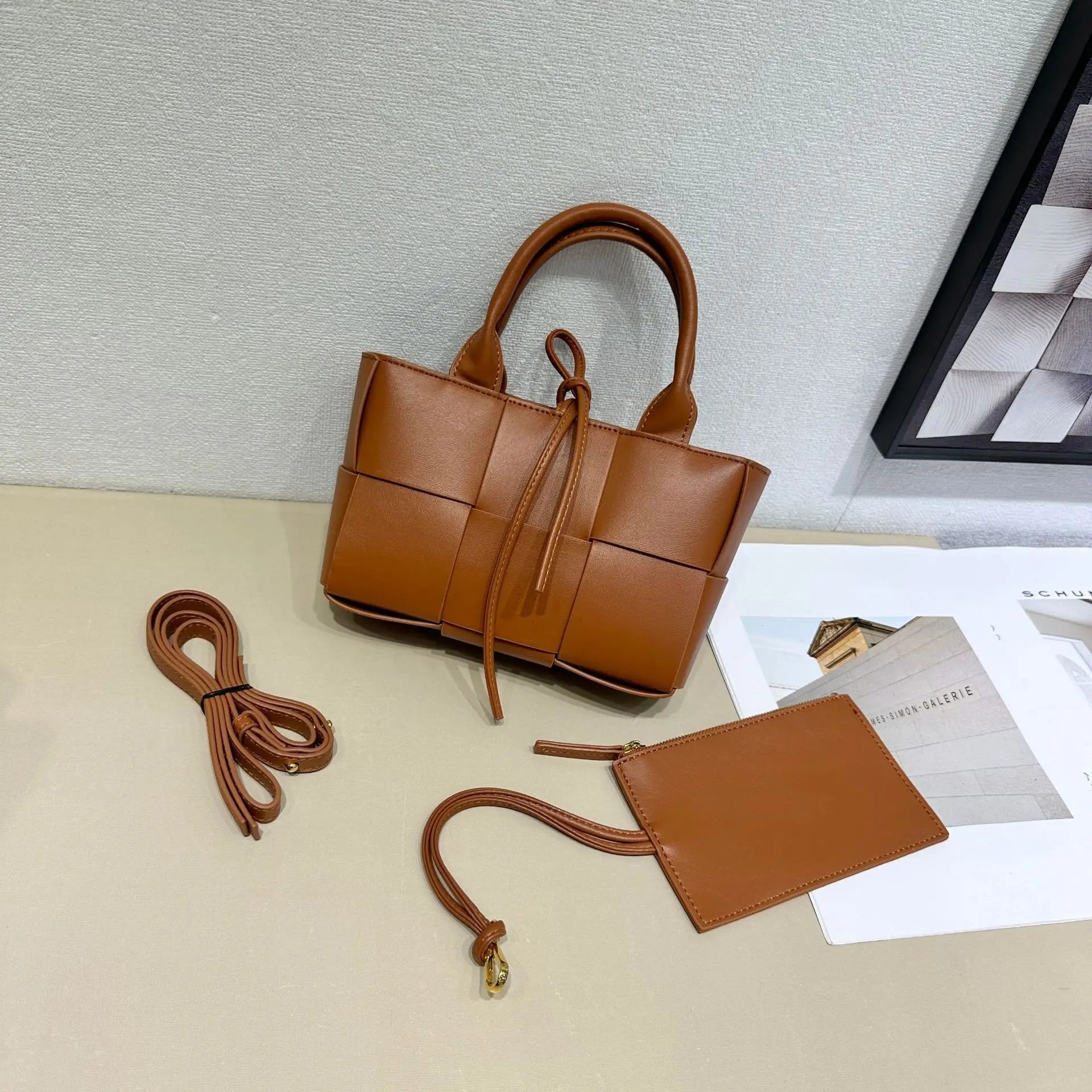 Women Luxury Messenger Purse Shopper Solid Color Commuter Bag Elegant Leather Diaper Bag Large Capacity In Vogue Style