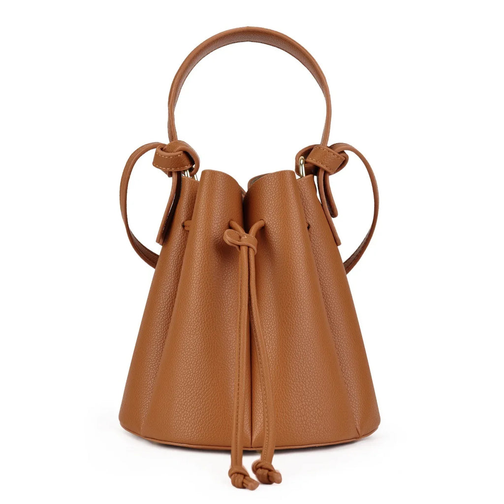 Trendy Petal Bucket Bag for Women, Vintage Drawstring Crossbody Shoulder Bag, Simple Versatile High-End Handbag