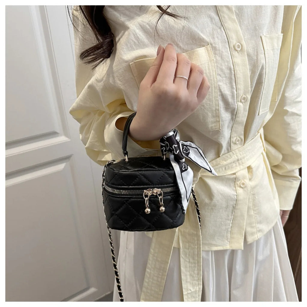 Light luxury silk scarf bow handbag, versatile crossbody bag for work and dates