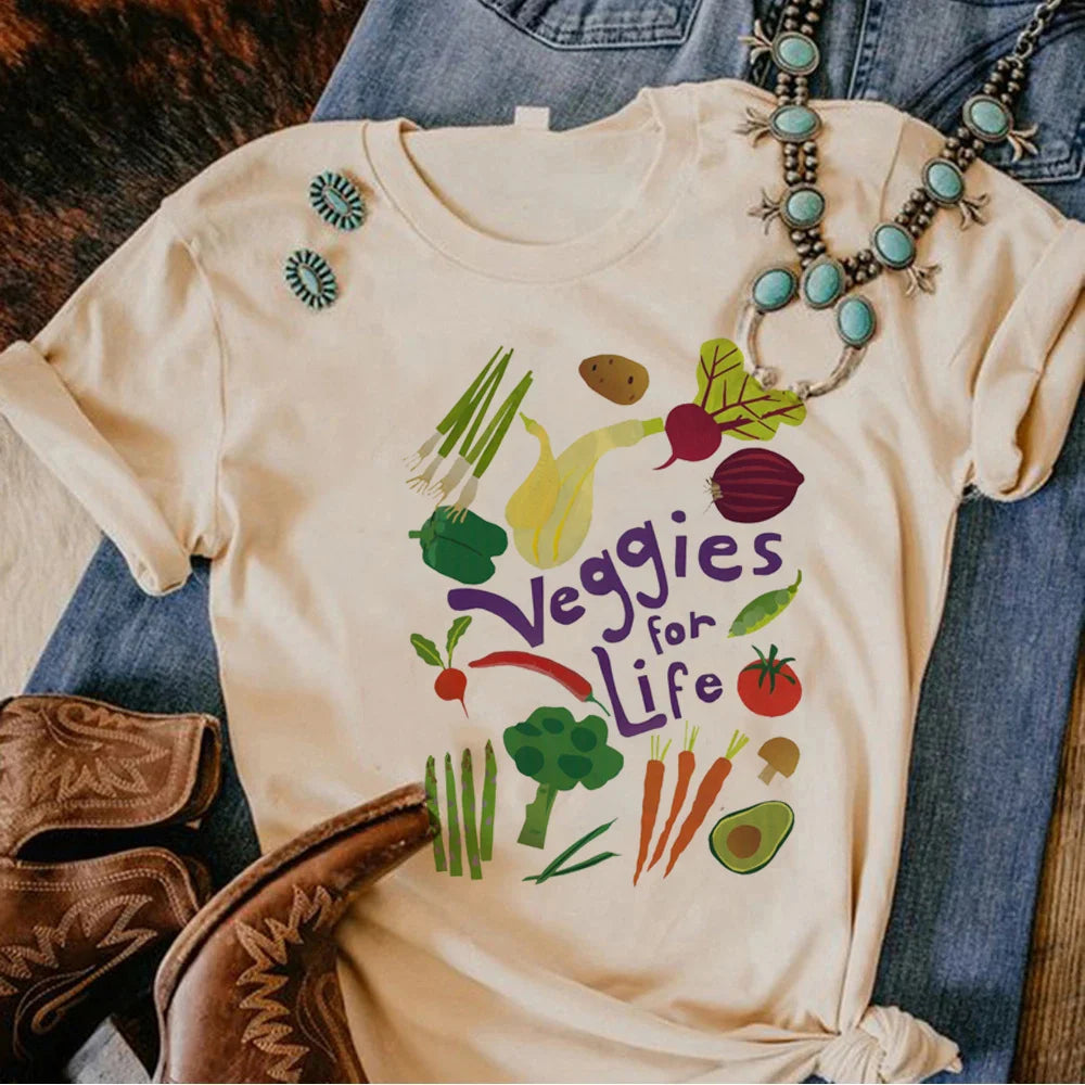 Plus Size Plants Love Printed Tee Women Streetwear Summer Top Female Round Neck T-Shirt Short Sleeve for Daily Wear Casual Tees