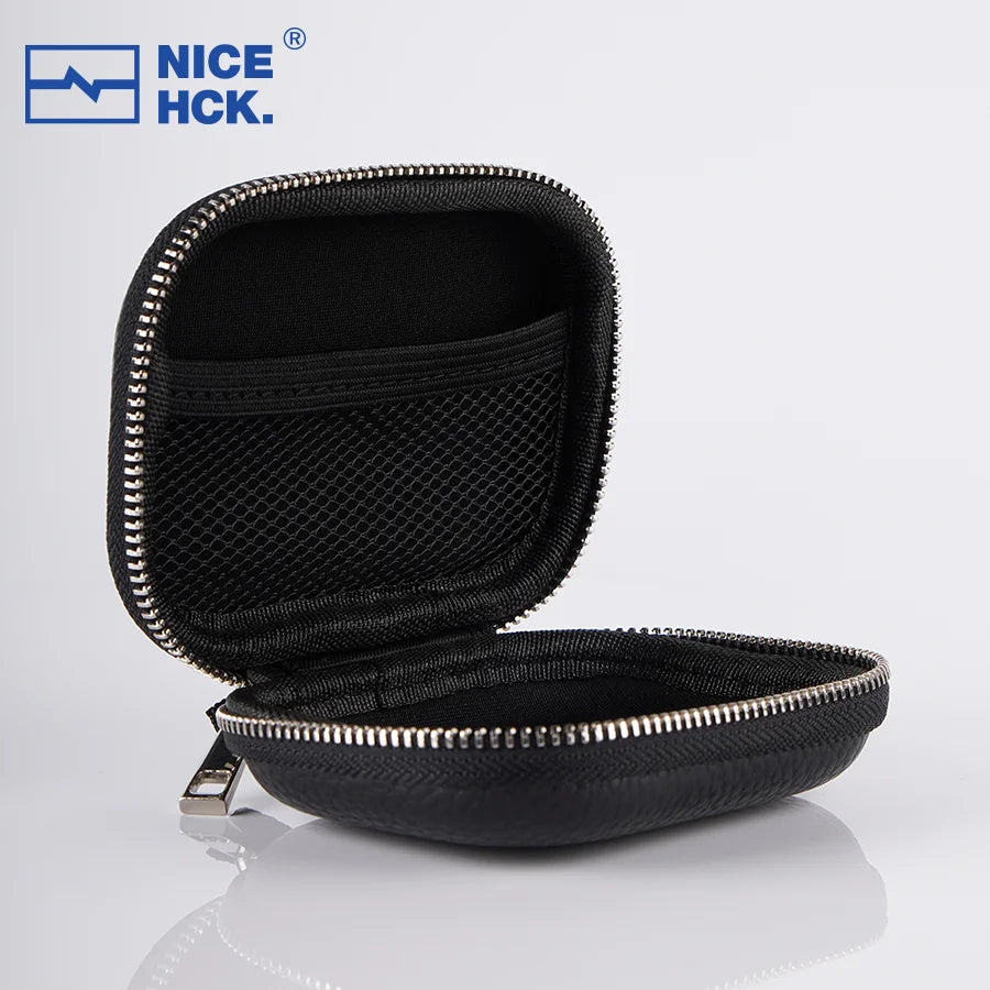 NICEHCK High Grade PU Leather Zipper Earphone Storage Box, Lightweight Protective Case for Cables IEM Accessories NX8Ti TitanX