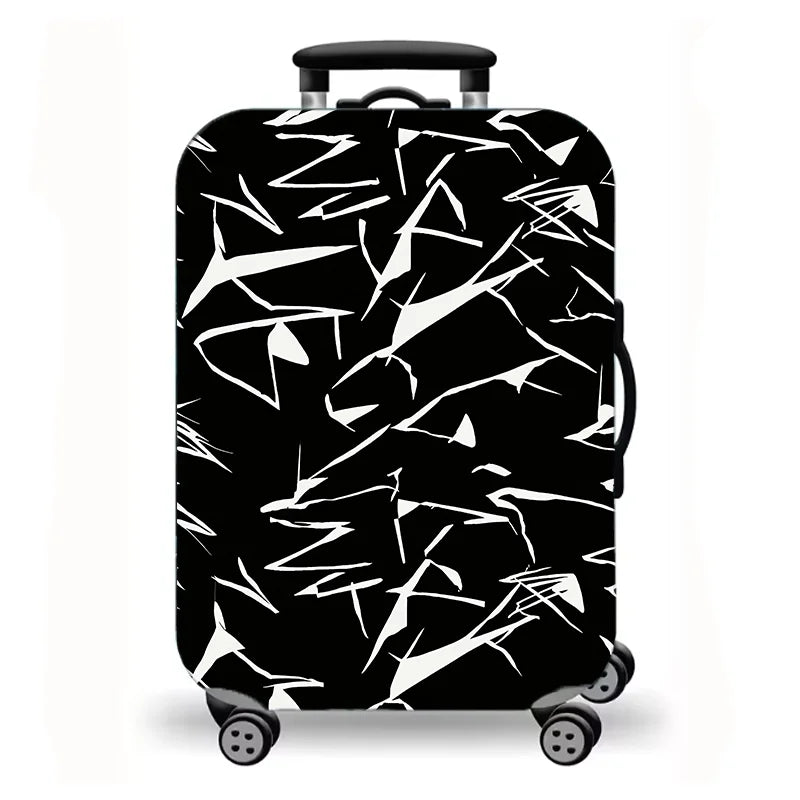 Luggage cover, abstract texture plaid butterfly flower print elastic protective cover, washable suitcase dust cover