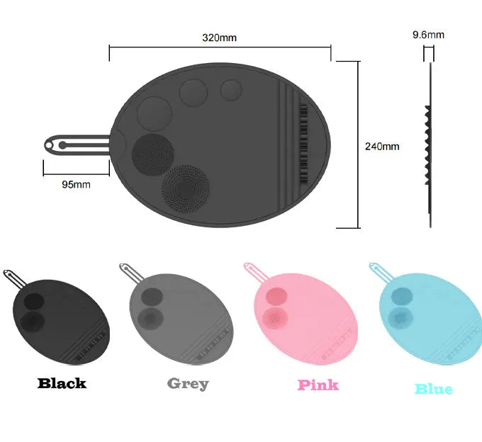 3 in-1 Silicone Makeup Mat Palette with Brush Cleaner for Mixing Foundation Eye Shadow Nail Art  Gel Pad Tray