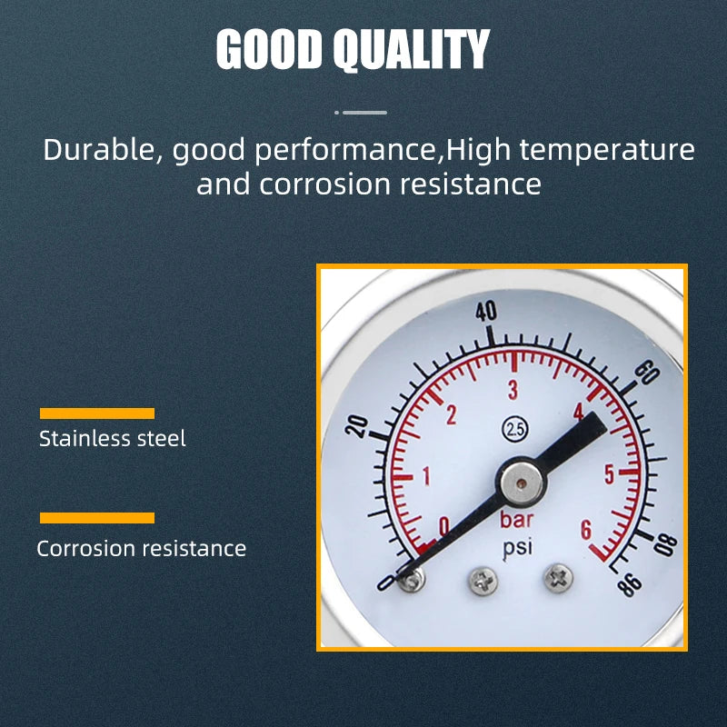MAIRUIKESI 40mm (1.5") Stainless steel Dry pressure Gauge manometer  -1~0~600bar/psi Bottom Connection For Water Gas