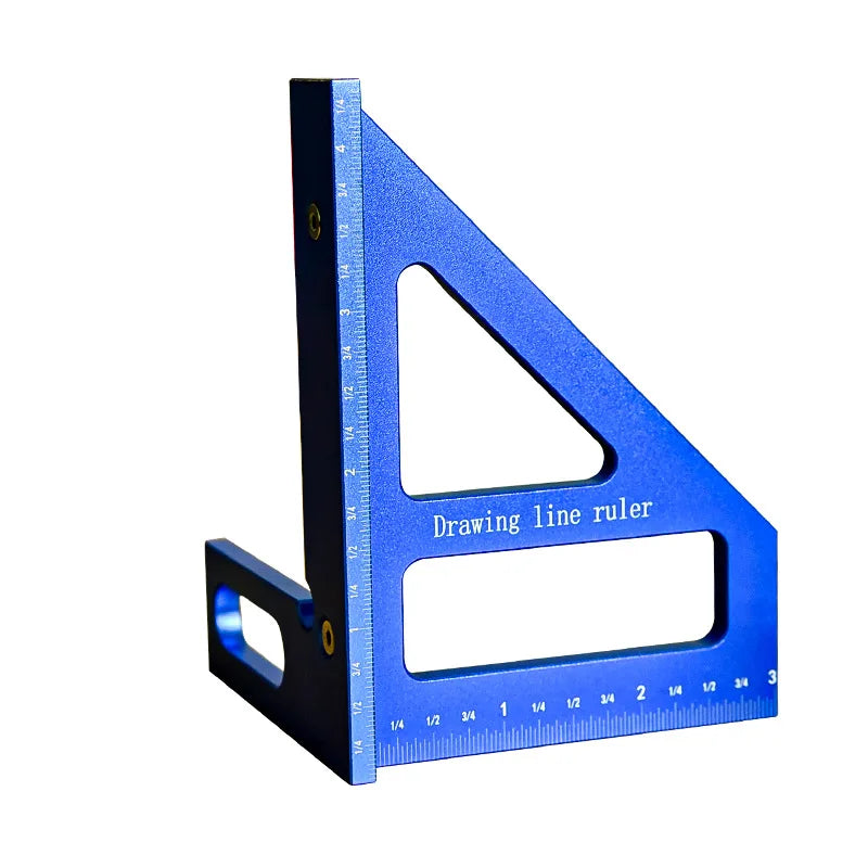 Aluminum Alloy Red Miter Triangle Ruler 45°/90° Woodworking Square Protractor - 3D Multi Angle Layout Measuring Tools