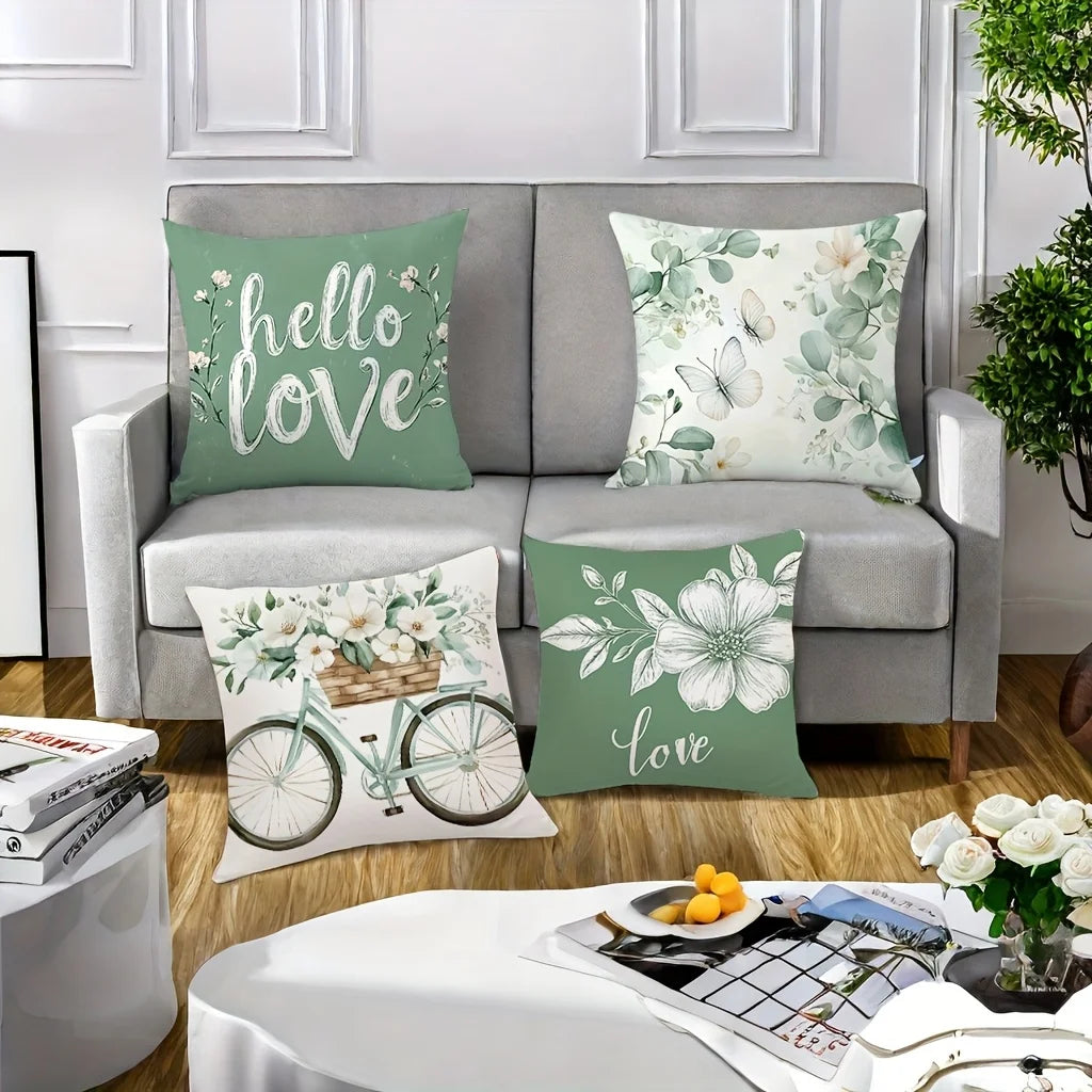 4-Piece Set These Cushion Covers Feature a Fresh and Sweet Style Combining Floral Patterns with Ext Insert Not Included
